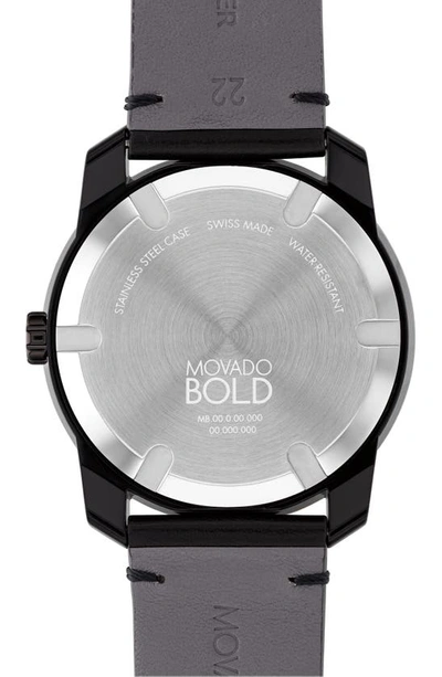 Shop Movado Bold Tr90 Leather Strap Watch, 42mm In Black