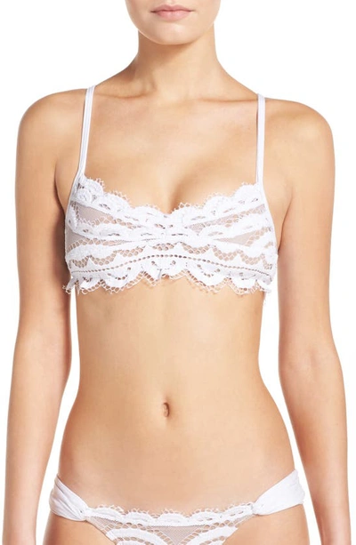 Pilyq Scalloped Lace Bikini Top In Water Lily