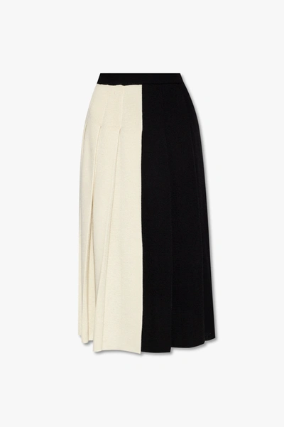 Shop Gucci Cream Pleated Wool Skirt In New