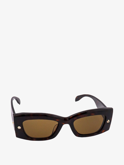 Shop Alexander Mcqueen Woman Sunglasses Woman Brown Sunglasses
