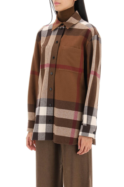 Shop Burberry Avalon Overshirt In Check Flannel Women In Brown