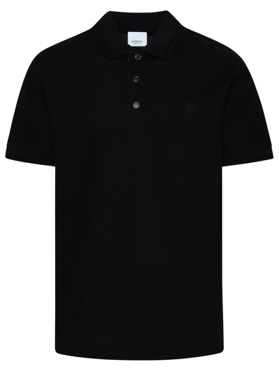Shop Burberry Man Black Cotton Eddie Polo Shirt