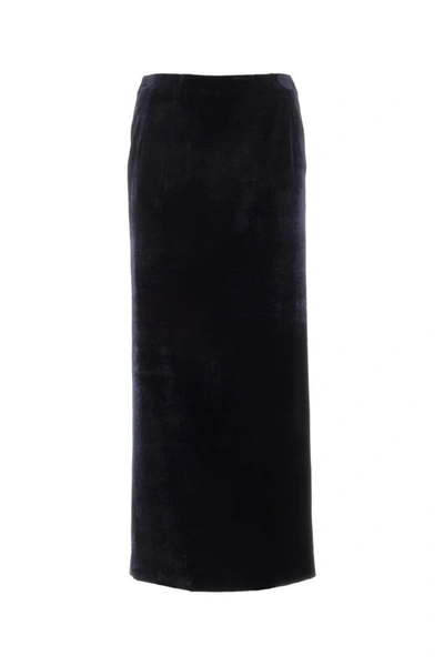 Shop Fendi Woman Dark Blue Velvet Skirt