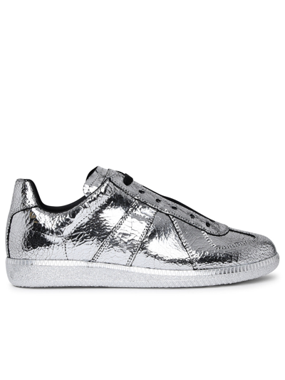 Laminated Fabric Replica Sneakers In Silver
