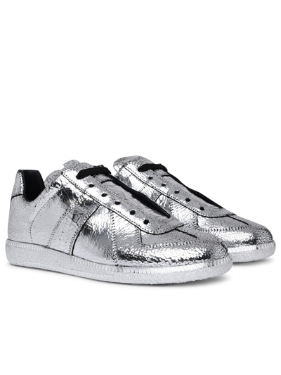Maison Margiela Woman Laminated Fabric Replica Sneakers In Silver