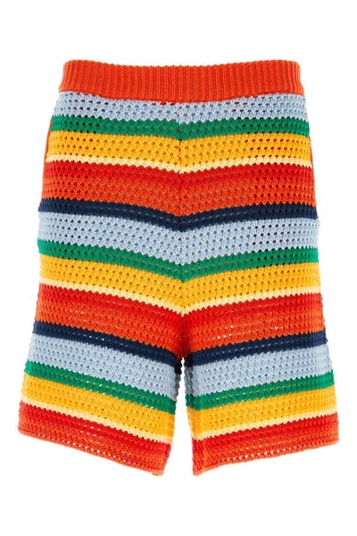Shop Marni Man Embroidered Cotton Bermuda Shorts In Multicolor