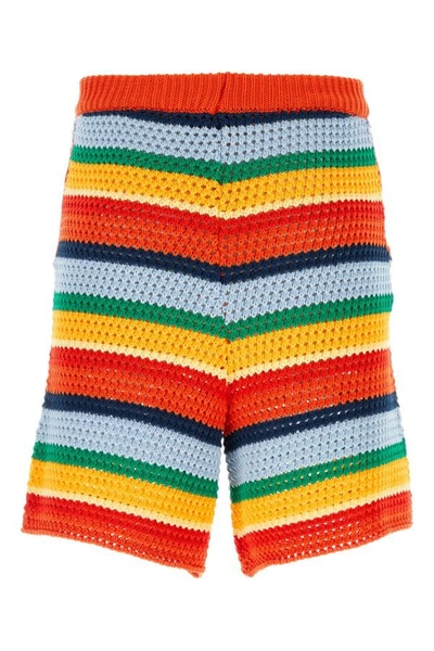 Shop Marni Man Embroidered Cotton Bermuda Shorts In Multicolor