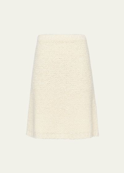 Shop Prada Wool Boucle Skirt In F0009 Bianco