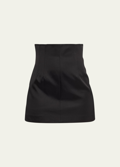 Shop Laquan Smith High-waisted Corset Mini Skirt In Black