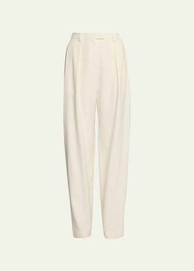 Shop Brunello Cucinelli Viscose Wool Pleated Trousers In C047 Natural
