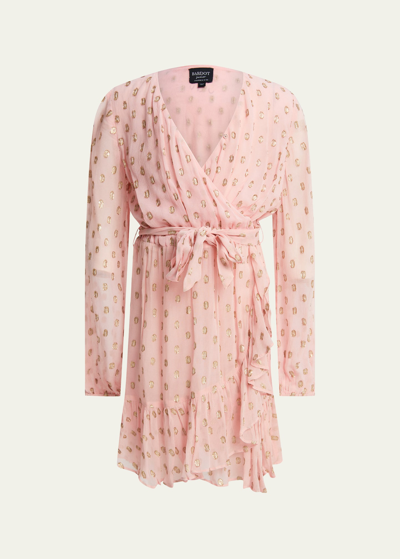 Shop Bardot Junior Girl's Antonella Embellished Wrap Dress In Pink Spot