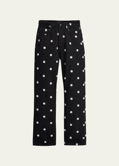 Shop Marc Jacobs Polka-dot Straight-leg Jeans In Black White