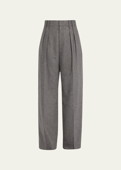 Shop Maria Mcmanus Double Pleat Front Wool Cashmere Trousers In Charcoal