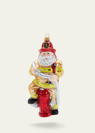 Bergdorf Goodman Santa Fireman Christmas Ornament In Multi