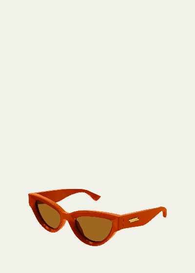 Shop Bottega Veneta Cat-eye Acetate Sunglasses In Shiny Solid Orang