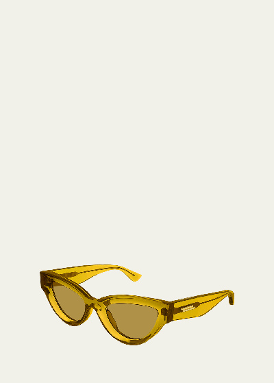 Shop Bottega Veneta Cat-eye Acetate Sunglasses In Shiny Transparent
