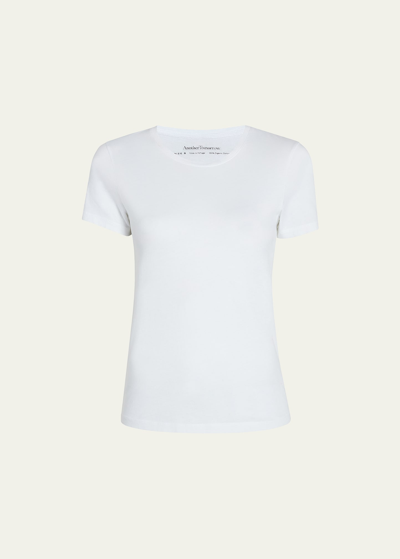 Shop Another Tomorrow Crew-neck Cotton Tee In White