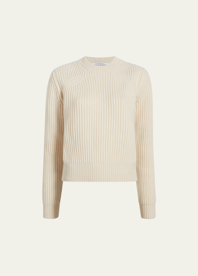 Another Tomorrow Ribbed Cashmere And Wool-blend Sweater In Ivory
