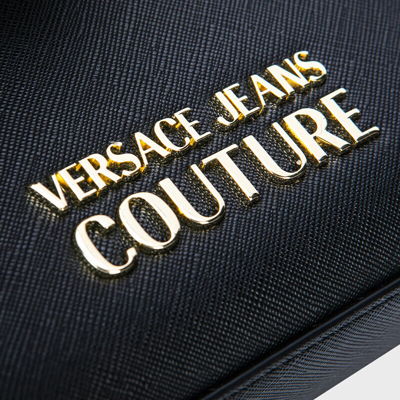 范思哲Versace Jeans Couture 23秋冬女士丝巾装饰手提单肩包 黑色