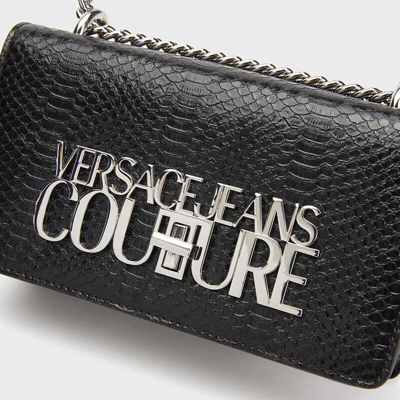 范思哲Versace Jeans Couture 23秋冬女士LOGO LOCK小方包单肩背包 黑色