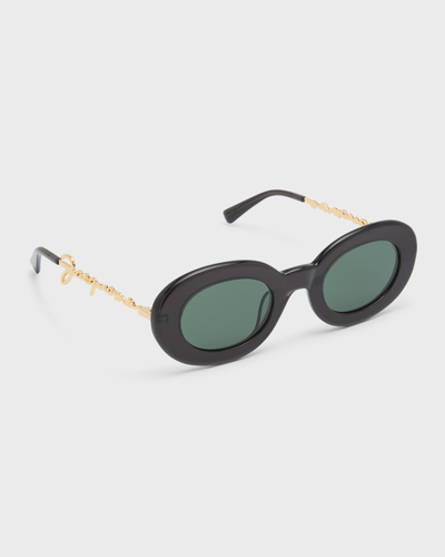Shop Jacquemus Les Lunettes Pralu Acetate & Metal Alloy Oval Sunglasses In Multi-black