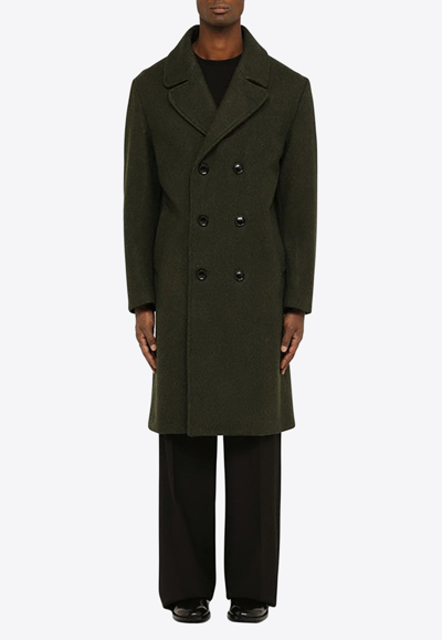 Shop Doppiaa Double-breasted Wool Coat In Military Green