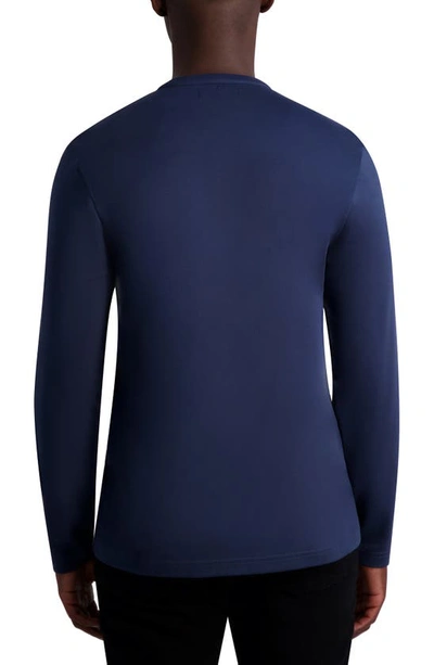 Shop Karl Lagerfeld Paris Signature Long Sleeve Henley T-shirt In Dk Blue