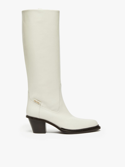Shop Max Mara Boots With Heel In Ivory
