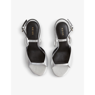 Shop Reiss Women's Silver Harper Open-toe Leather Heeled Sandals