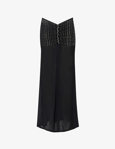 Shop Rabanne Women's Black Crystal-embellished Stretch-woven Maxi Skirt