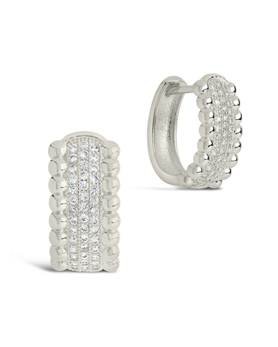Sterling Forever 14k Over Silver Cz Constance Studded Statement Hoop Earrings