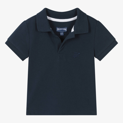 Shop Vilebrequin Boys Navy Blue Organic Cotton Polo Shirt