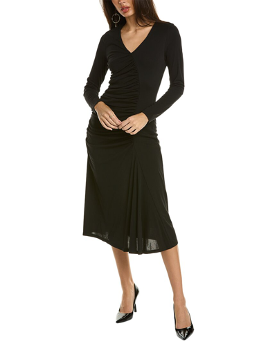Shop Donna Karan Ruched Midi Dress In Black