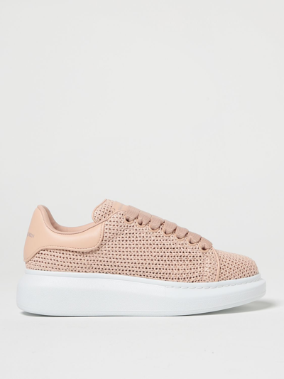 Shop Alexander Mcqueen Sneakers In Raffia And Leather In Pink