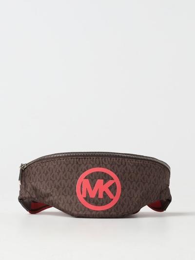 Shop Michael Kors Michael  Belt Bag In Nylon With All-over Monogram In Brown