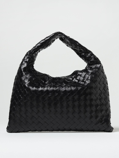 Shop Bottega Veneta Hop Bag In Woven Leather In Black