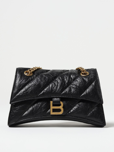 Shop Balenciaga Crush Bag In Quilted Leather In Black