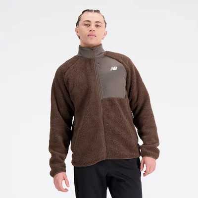 Shop New Balance Men's Q Speed Sherpa Jacket In Brown
