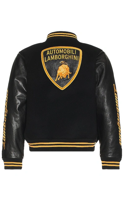 Shop Rhude X Automobili Lamborghini Atten Varsity Jacket In Black