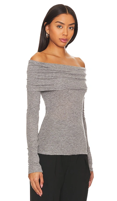 Sophie Rue Triomphe Off The Shoulder Knit Top In Grey