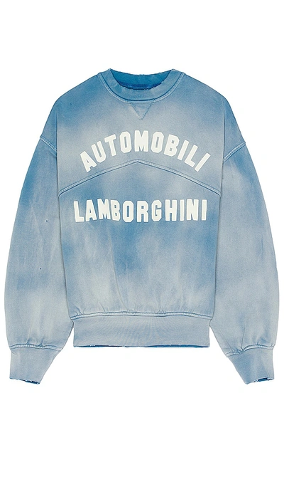 Shop Rhude X Automobili Lamborghini Extended Rib Crewneck In Blue