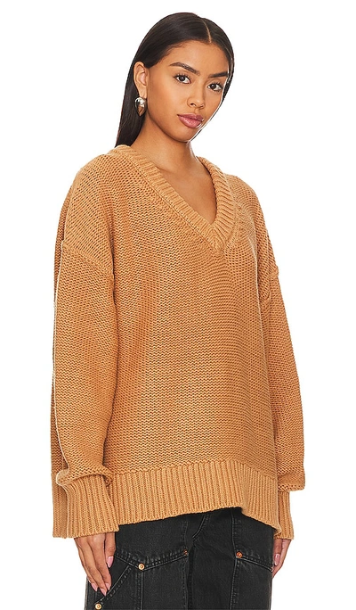 Shop Free People Alli V-neck Sweater In Tan