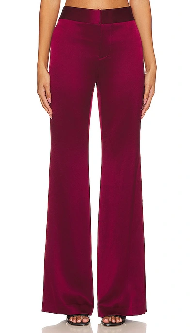 Shop Alice And Olivia Deanna Hr Slim Bootcut Pant In Burgundy