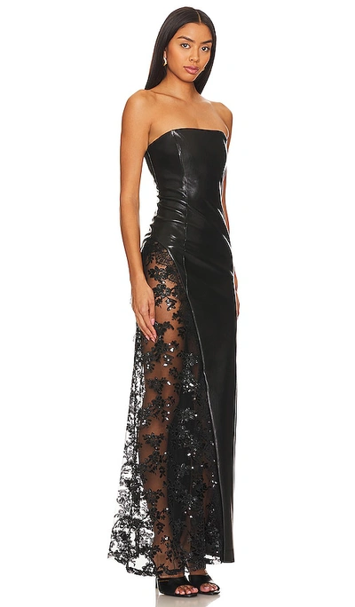 Shop Alice And Olivia Retha Faux Leather Lace Maxi Dress In Black