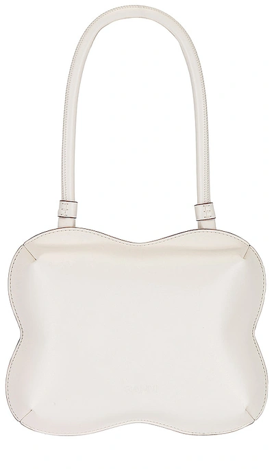 Shop Ganni Butterfly Top Handle Bag In Cream
