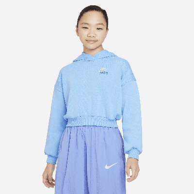 Shop Nike Sportswear Club Fleece Big Kids' (girls') Oversized Cropped Hoodie In Blue