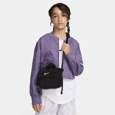Shop Nike Kids' Faux Fur Crossbody Bag (1l) In Black