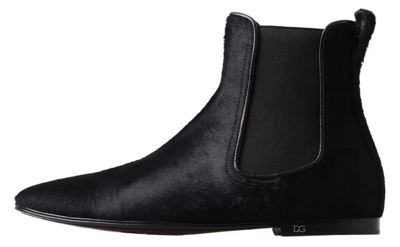 Shop Dolce & Gabbana Black Leather Chelsea Men Ankle Boots Men's Shoes