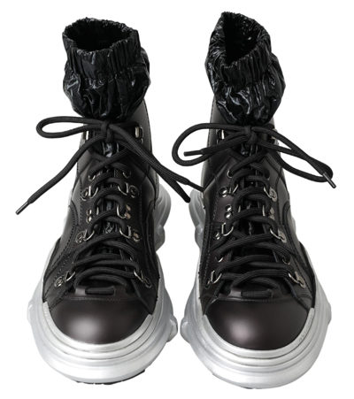 Shop Dolce & Gabbana Black Nylon Galileo High Top Sneakers Men's Shoes