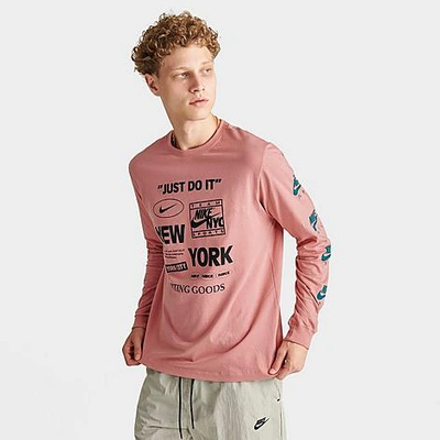 Shop Nike Men's Sportswear Just Do It Nyc Graphic Long-sleeve T-shirt In Red Stardust